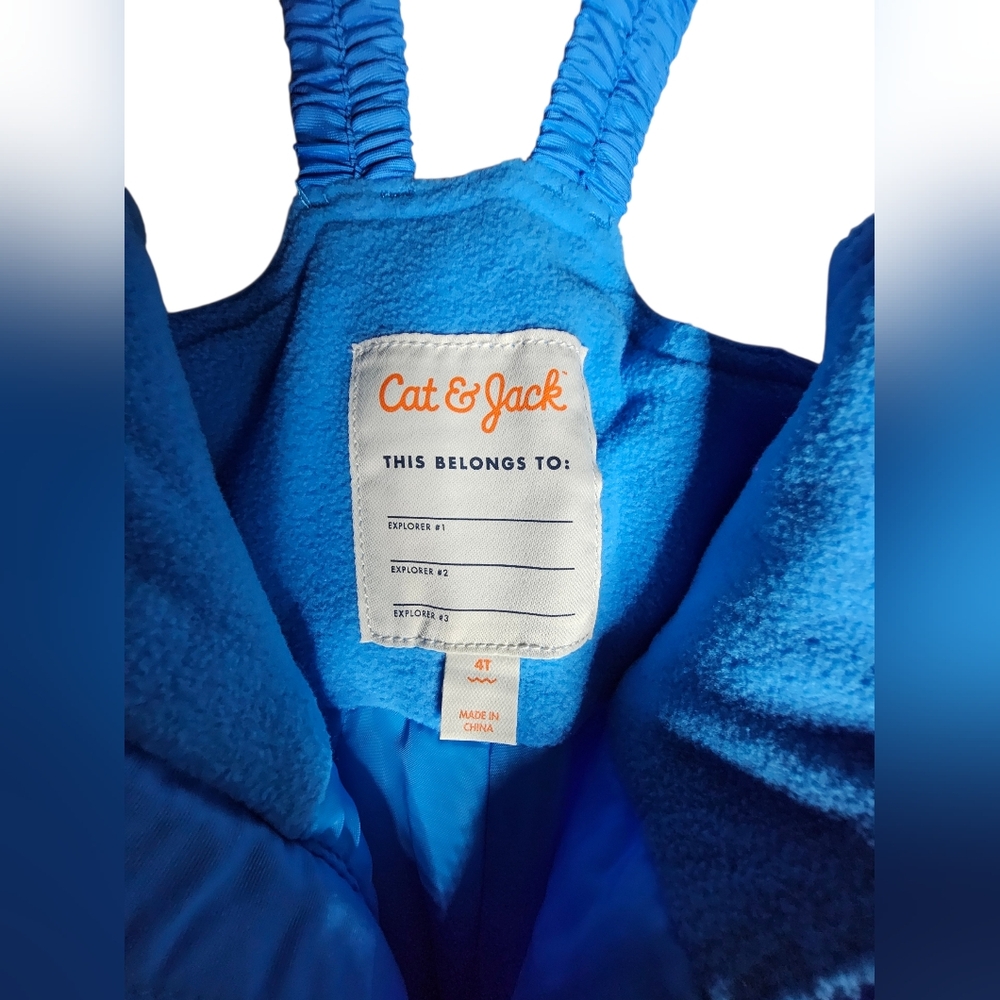 Cat & Jack Snow Bib Overalls Bright Blue - Picture 4 of 5